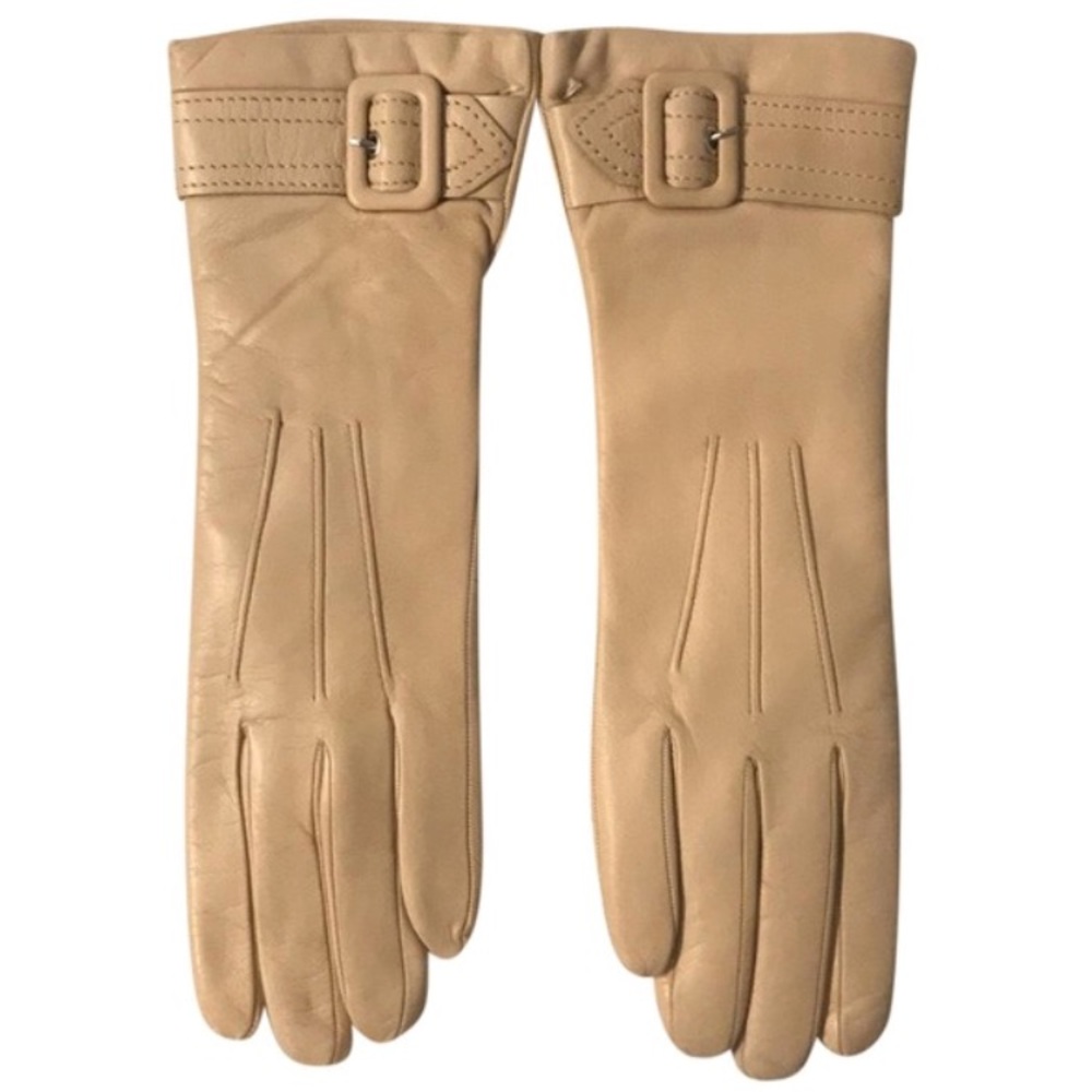 Sermoneta Kid Leather Gloves Beige Size 7